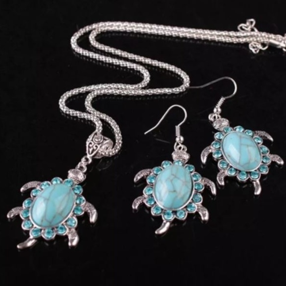 Jewelry - 🌷TURQUOISE TURTLE EARRINGS AND NECKLACE